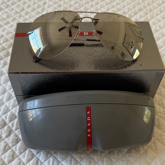 New Prada Silver Mirrored Men’s Sunglasses